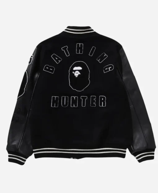 BAPE x Bounty Hunter Varsity Black Jacket - Image 2
