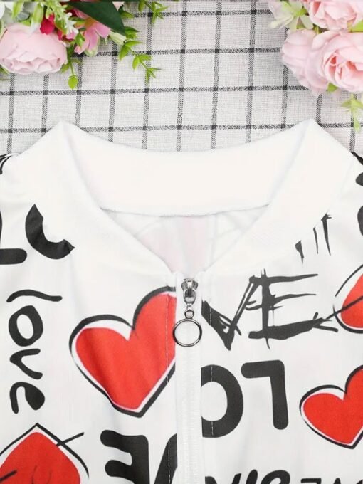 Valentine Day Love Heart Pattern Print Jacket - Image 4