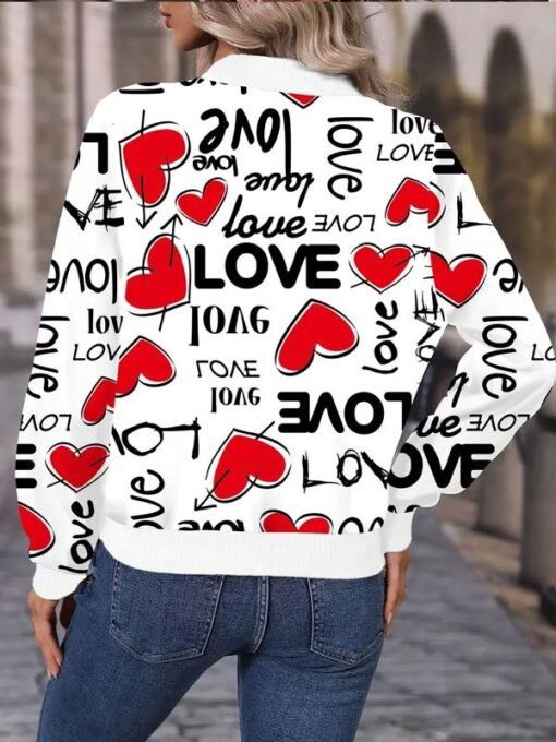 Valentine Day Love Heart Pattern Print Jacket - Image 2