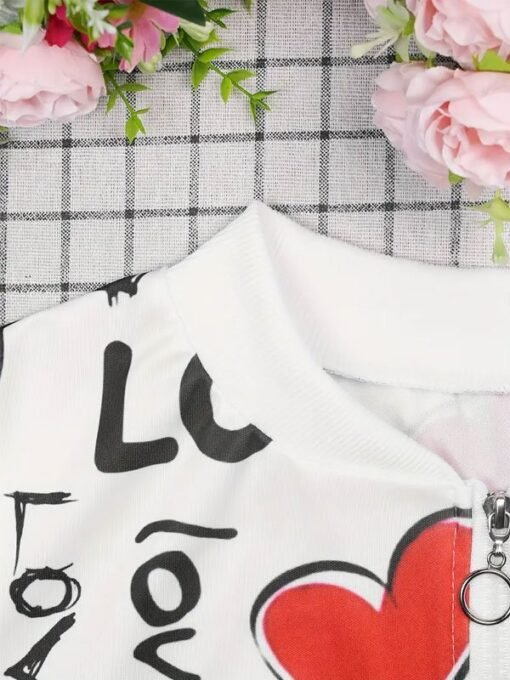 Valentine Day Love Heart Pattern Print Jacket - Image 3