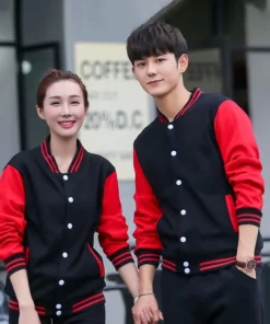 Valentines Day Couples Red and Black Varsity Jacket