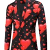 Valentines Day Hearts Printed Black Blazer