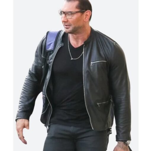 WWE Dave Bautista Black Leather Jacket