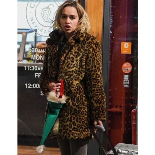 Last Christmas Emilia Clarke Leopard Fur Coat