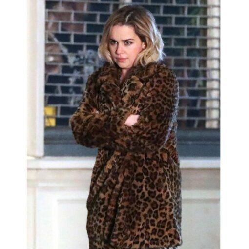 Last Christmas Emilia Clarke Leopard Fur Coat - Image 3