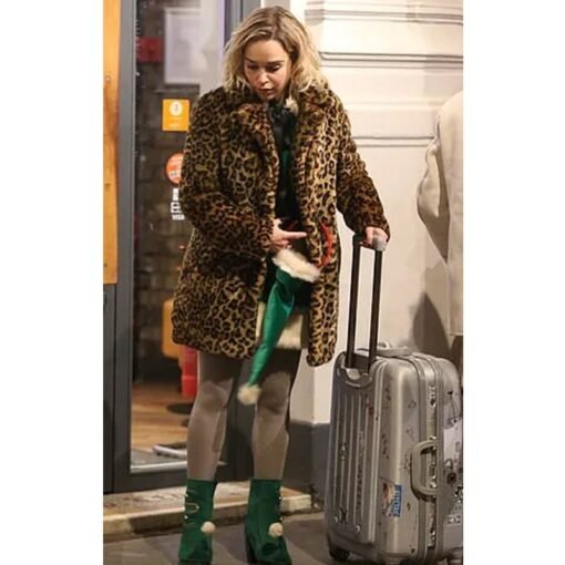 Last Christmas Emilia Clarke Leopard Fur Coat - Image 4
