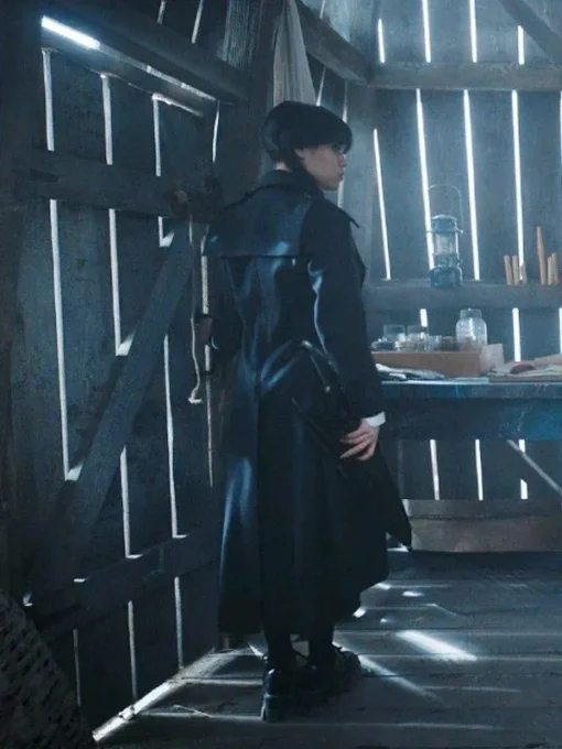 Wednesday Jenna Ortega Black Trench Coat - Image 3