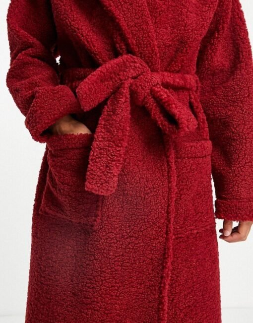 ASOS DESIGN Dressing Gown in Red Robe - Image 4