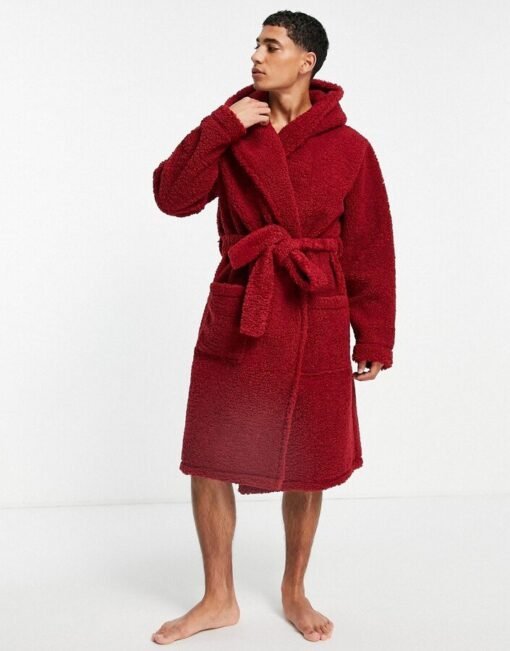 ASOS DESIGN Dressing Gown in Red Robe - Image 3