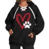 Valentine Day Black Lace Up Hoodie