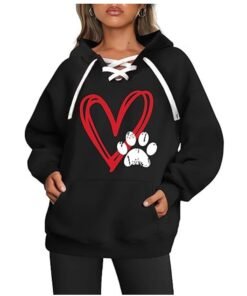 Valentine Day Black Lace Up Hoodie