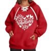 Valentine Day Red Heart Print Hoodie