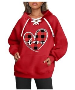 Valentine Day Red Check Heart Hoodie
