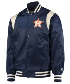 Houston Astros Navy/Cream Vintage Varsity Satin Jacket