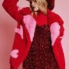 Faux Fur Coat with Love Heart Detailing