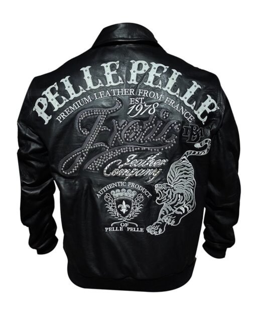 Pelle Pelle Exotic Ghost Black Bomber Leather Jacket - Image 3