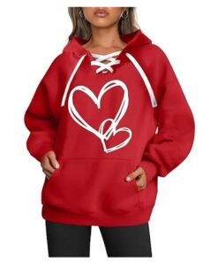 Valentine Day Red Lace Up Hoodie