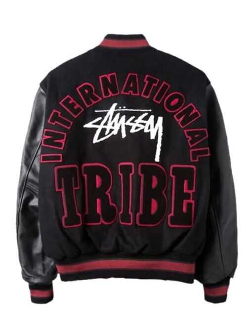 Stussy Milano Chapter International Black Varsity Jacket - Image 2
