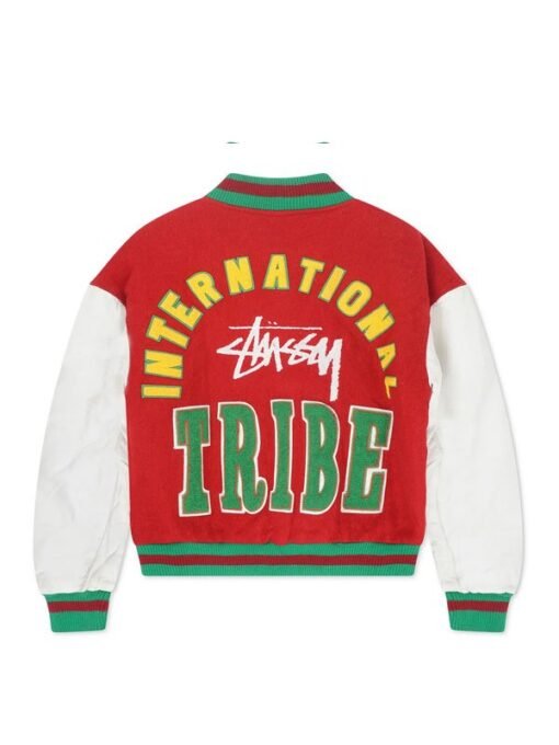 Stussy International Tribe Red Vintage Varsity Jacket - Image 2