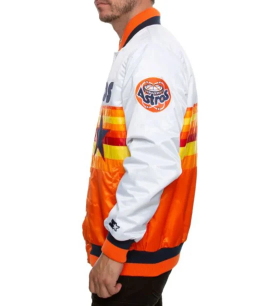 Houston Astros White and Orange Satin Jacket - Image 4